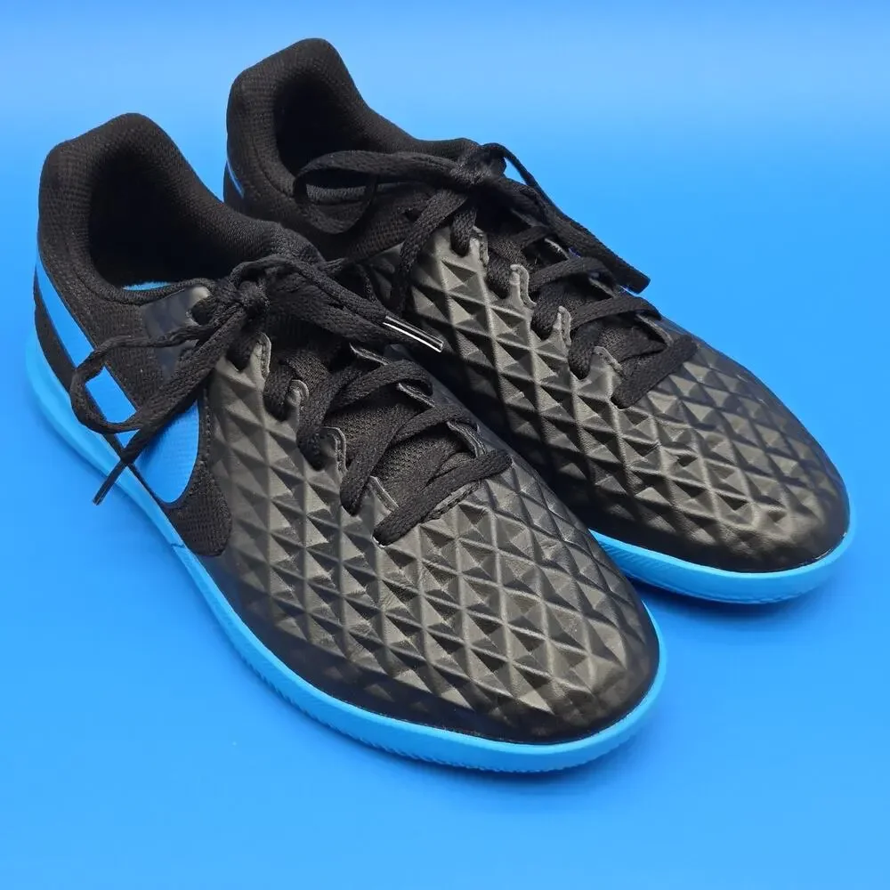 Nike Tiempo Legend 8 Club IC Youth 5.5Y Indoor Soccer Shoes Black Blue